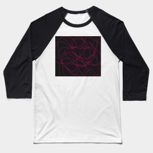 Pink on Black Line Art Baseball T-Shirt